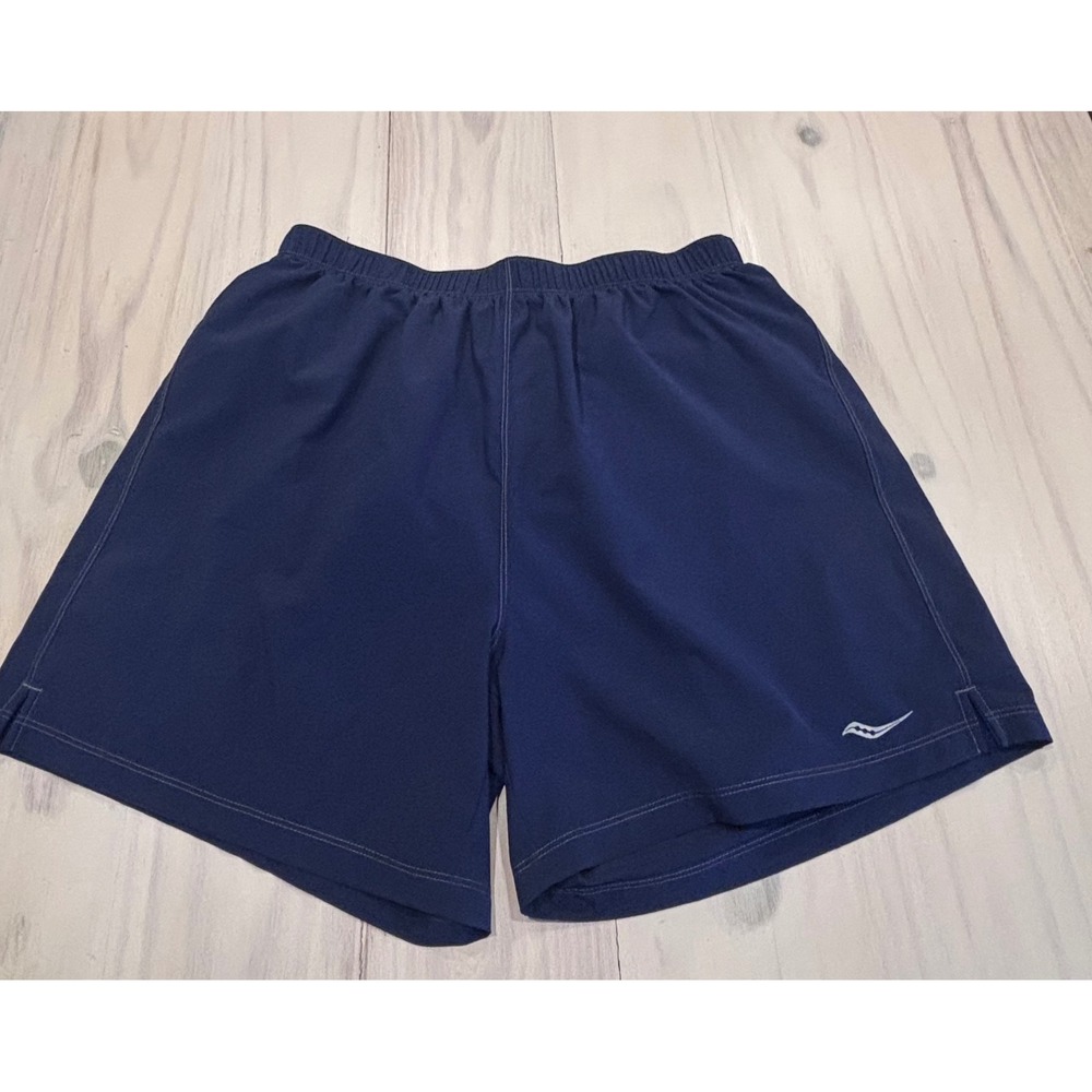 Saucony Mens RunDry Running Shorts Navy Blue Large SA80613-MIDMIO Athletic